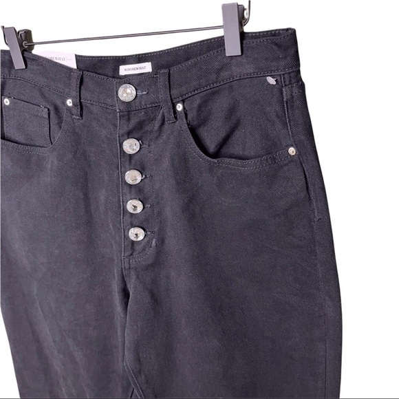 WeWoreWhat The Danielle Straight Leg Jeans Crystal Buttons Black Size 30 - Picture 8 of 13